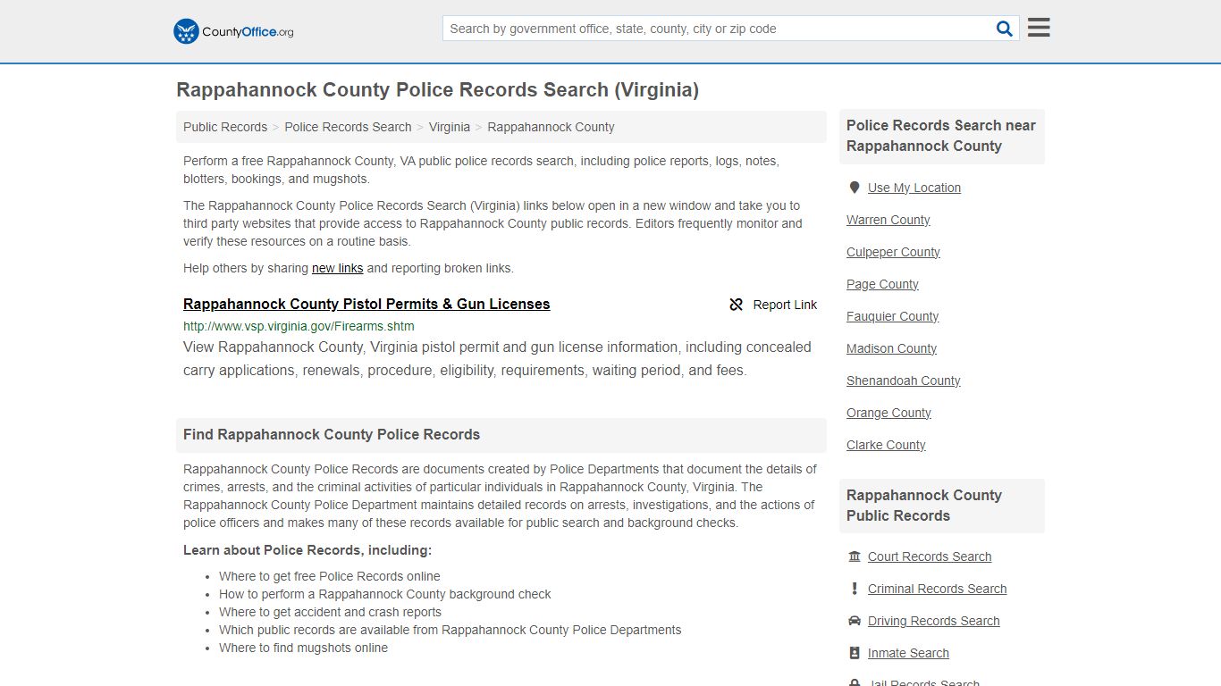 Police Records Search - Rappahannock County, VA (Accidents & Arrest ...